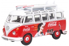 Oxford Diecast 76VWS008CC VW T1 Bus And Surfboards Coca Cola