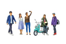 Tamiya 24356 Campus Friends Set II 1:24 Scale Figure Set with Yamaha Vino Scooter