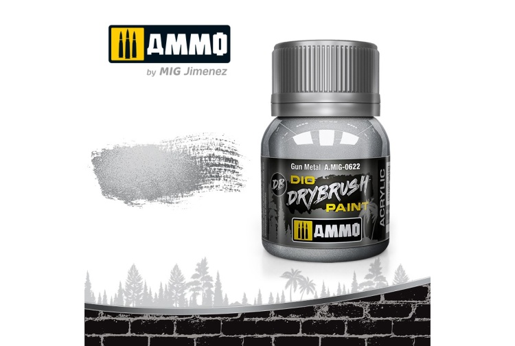 Ammo MIG0622 Drybrush Gun Metal Paint For Realistic Model Making