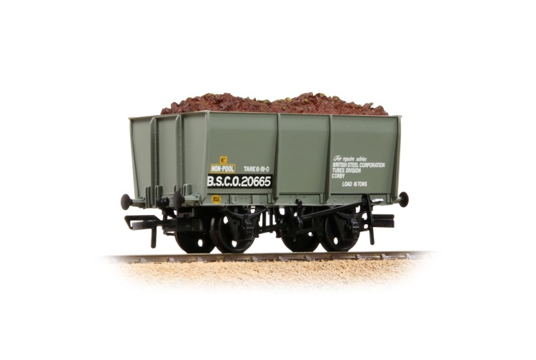 bachmann-37-400b-16-ton-steel-slope-sided-mineral-wagon-bsc-grey-with-load-oo-gauge