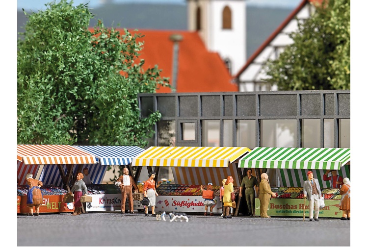 Busch 1824 Market Stalls (Pack Of 4) Exampple Layout