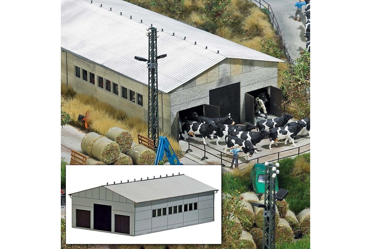 Busch 1410 Concrete Farm Shed HO/OO Gauge Card Kit