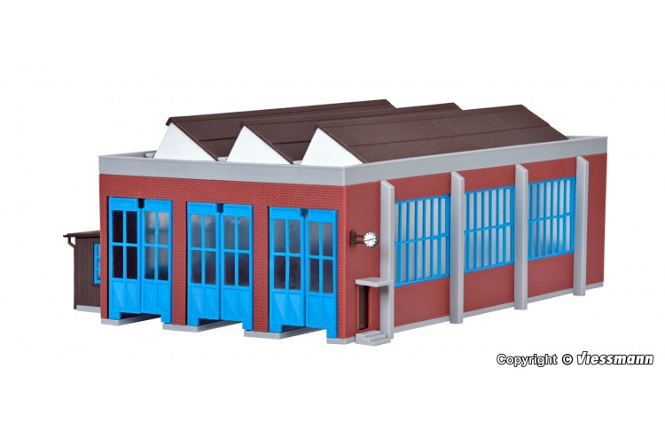 Kibri 37806 Three Track Locomotive Shed N Gauge Plastic Kit Front