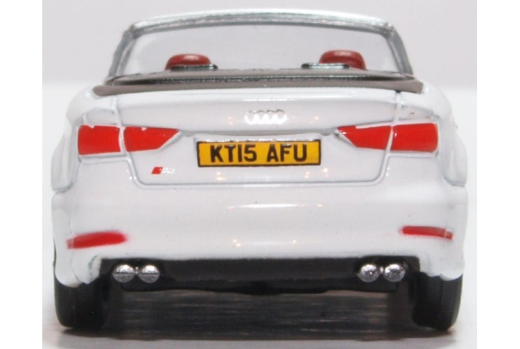 Oxford Diecast 76S3001 Audi S3 Cabriolet Glacier White Rear