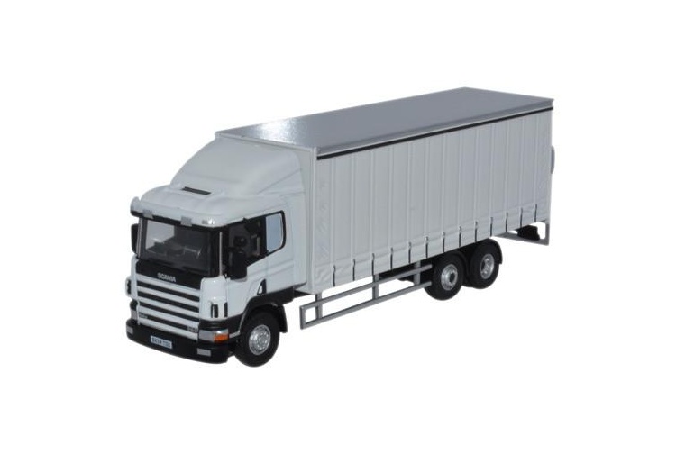 Oxford Diecast 76S9400 Scania 6 Wheel Curtainside Lorry White