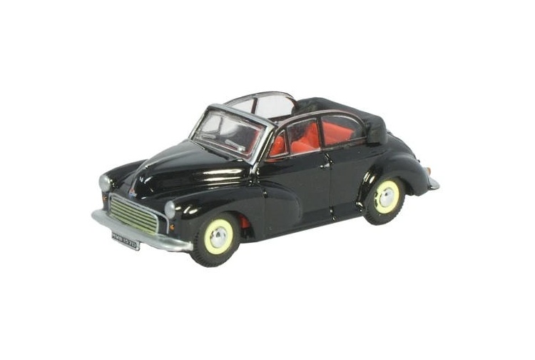 Oxford Diecast 76MMC002 Morris Minor Convertible Open Black & Grey