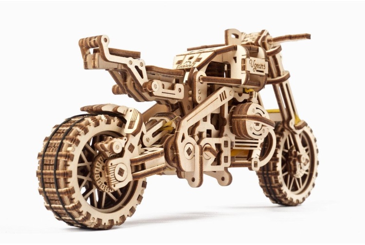 Ugears UG70137 Model Scrambler UGR-10 Motorbike With Sidecar Bike Rear Right