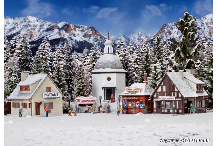 Vollmer 42413 Christmas Village With Lighting OO / HO Gauge Plastic Kit